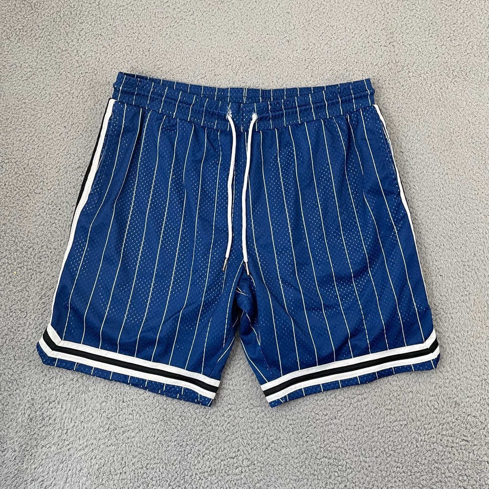 No Boundaries Shorts Men XL Blue Pin Stripe Mesh Basketball Sportswear Athletic